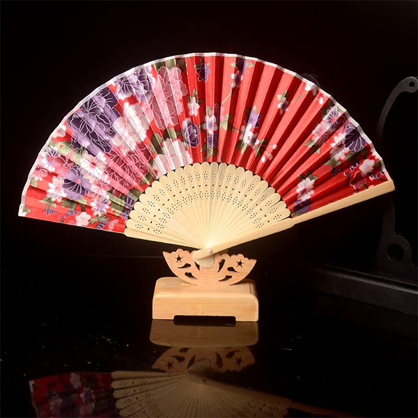 Fan & Fan Bag: Elegant floral pattern Alt Japansk