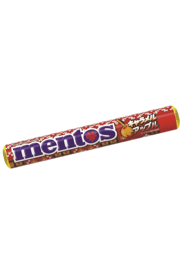 En rull med japansk Mentos Caramel Apple (37.5g).