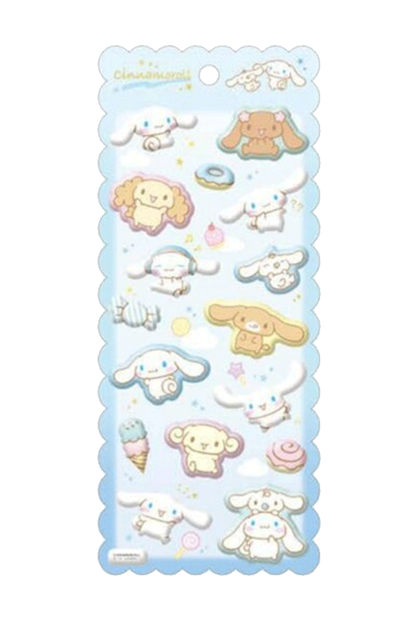 Et ark med myke Marshmallow-klistremerker med Cinnamoroll.