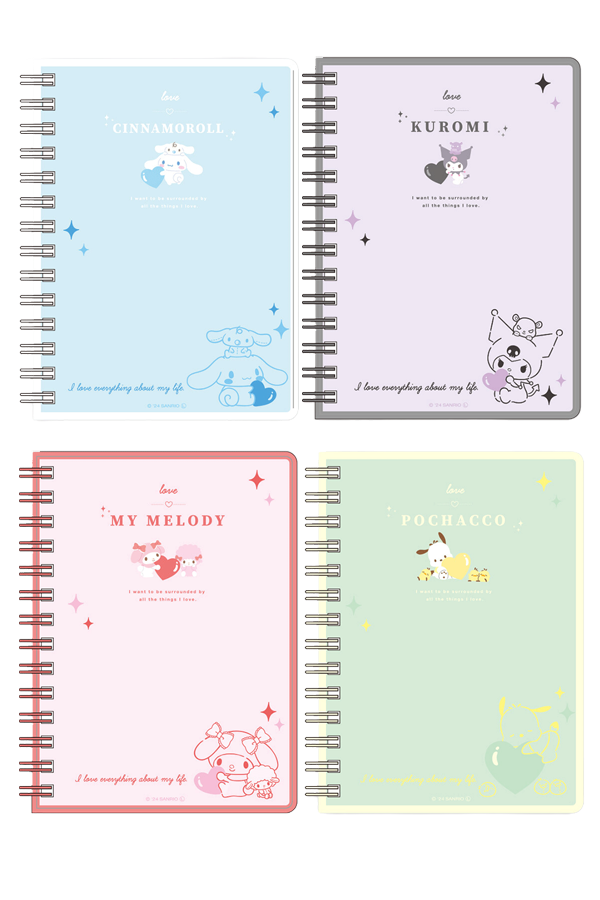 Sanrio notisbok med dobbel ring og Kuromi-design.