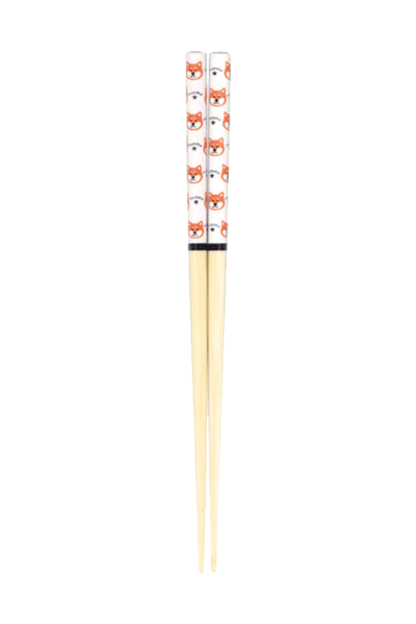 Et par 18 cm lange Shiba Inu spisepinner laget av bambus i Hvit.