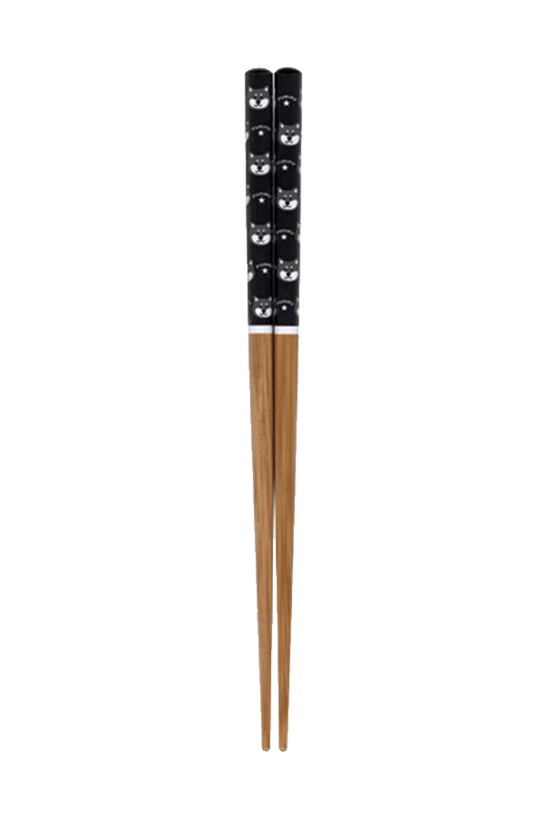 Et par 18 cm lange Shiba Inu spisepinner laget av bambus i Svart.