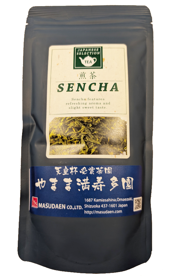 Pakke med YAMAMA MASUDAEN Sencha, 100g japansk grønn te i løsvekt