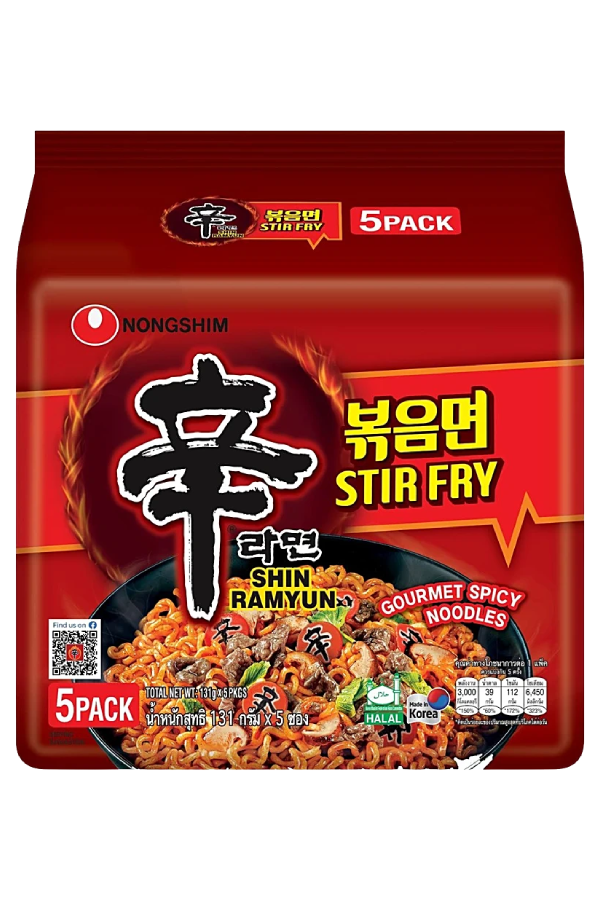 Nongshim Shin Ramen Ramyun Stir Fry Grourmet Spicy Noodles 5 pack 