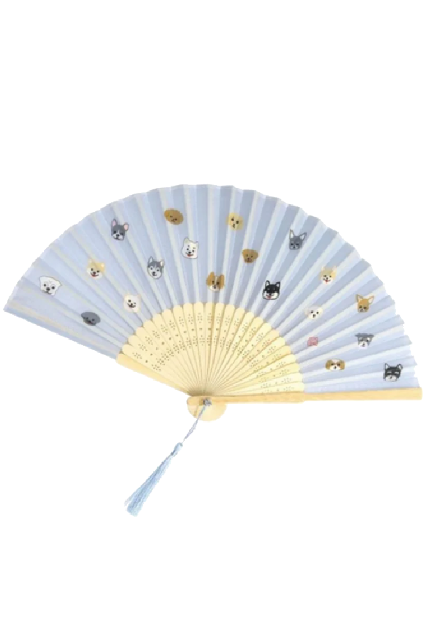 Inu Folding Fan Blue