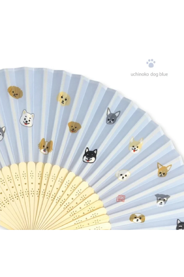 Inu Folding Fan Blue