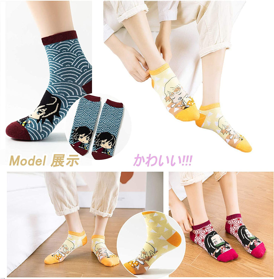 Adult Ankle Socks 5-Pack: Demon Slayer Alt Japansk