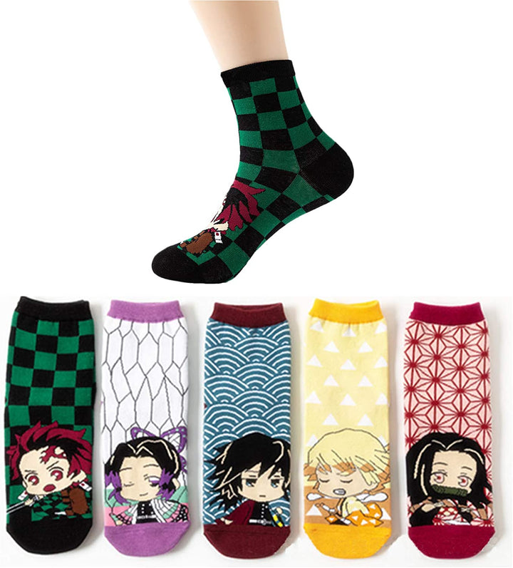 Adult Ankle Socks 5-Pack: Demon Slayer Alt Japansk