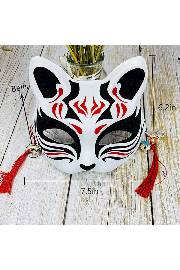 Fox Mask Cosplay Red & Black Alt Japansk