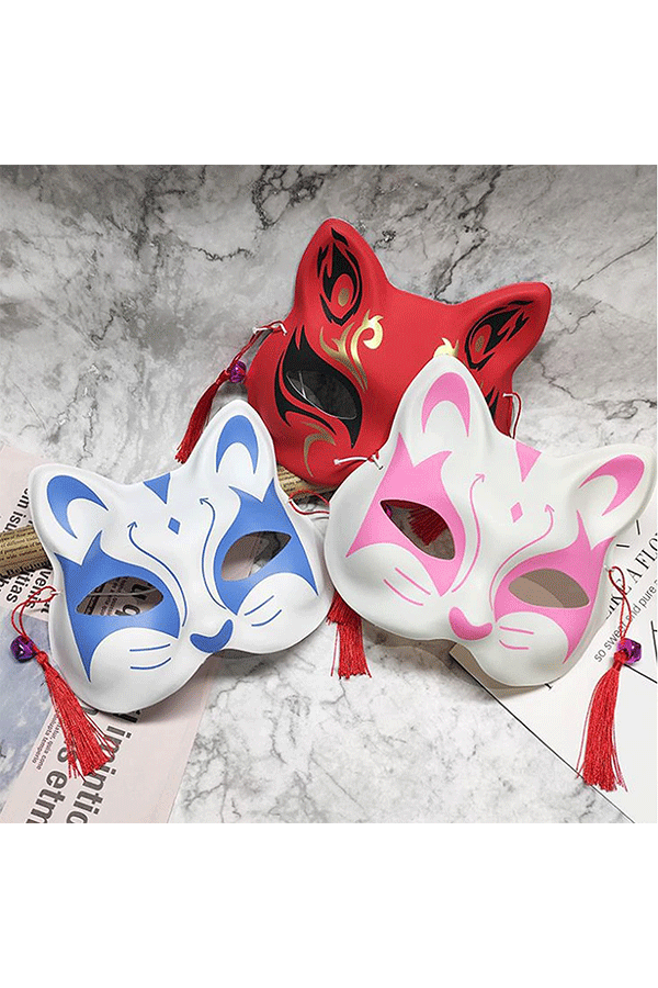 Fox Mask Cosplay Red & Black Alt Japansk