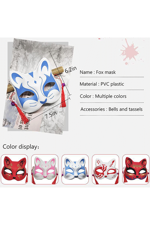 Fox Mask Cosplay Red & Black Alt Japansk