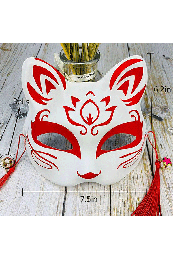 Fox Mask Cosplay Red & Black Alt Japansk