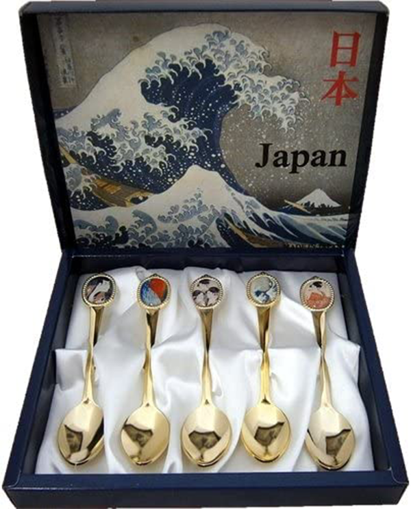 Japanese Art Spoons Ukiyo-e Print 5 Piece Set Auspicious Gift Alt Japansk