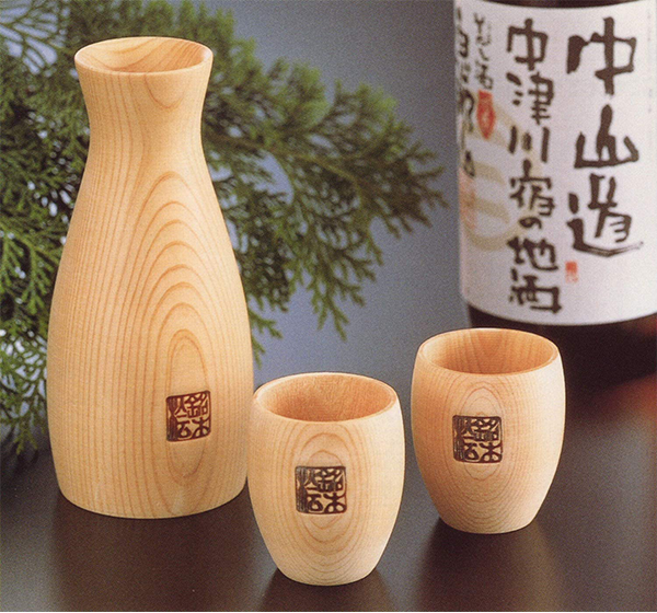 Tokuri Wooden Hinoki Round Cup Set of 3 Alt Japansk