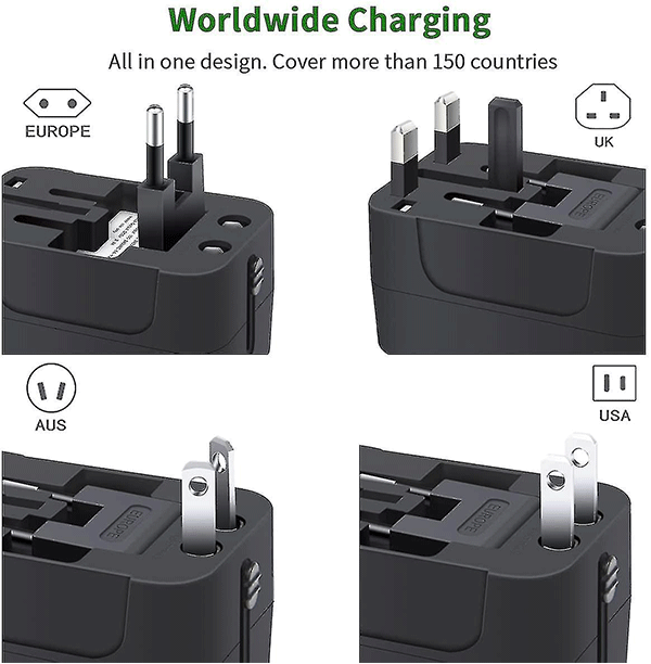 Travel Adapter: Worldwide Universal Charger with USB Port Alt Japansk