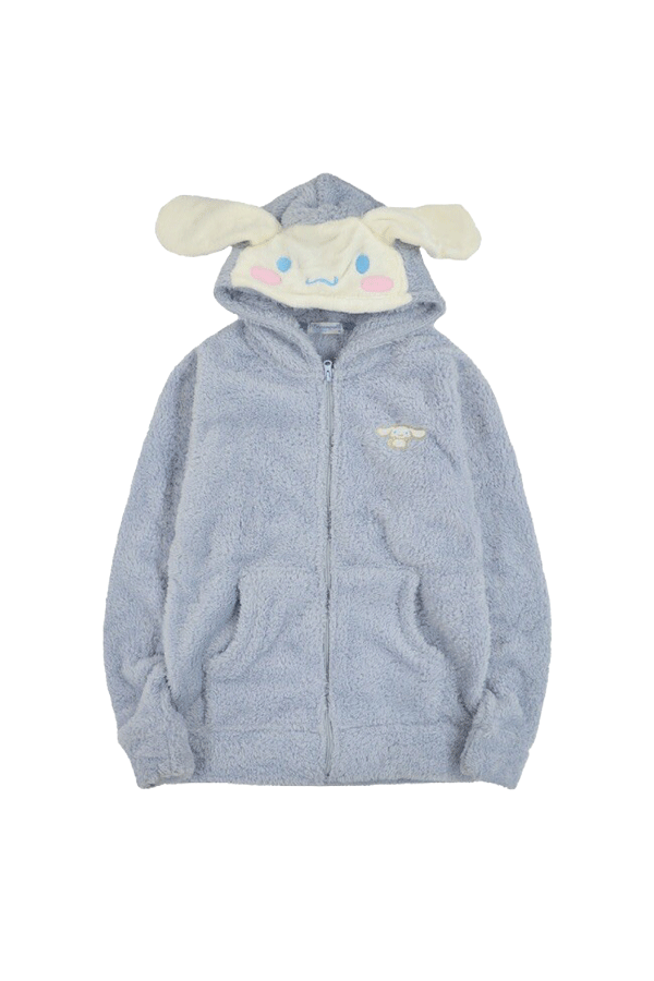 Myk og lett 'Feather Hoodie' i lys blått med Cinnamoroll-design.