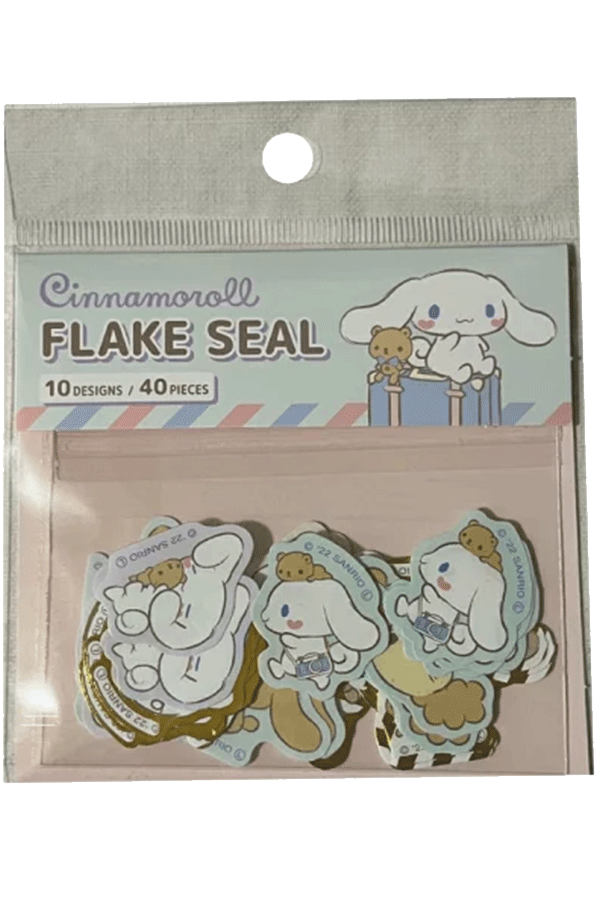 Pakke med Cinnamoroll & Friends Flake Seal klistremerker, med 40 individuelle stickers
