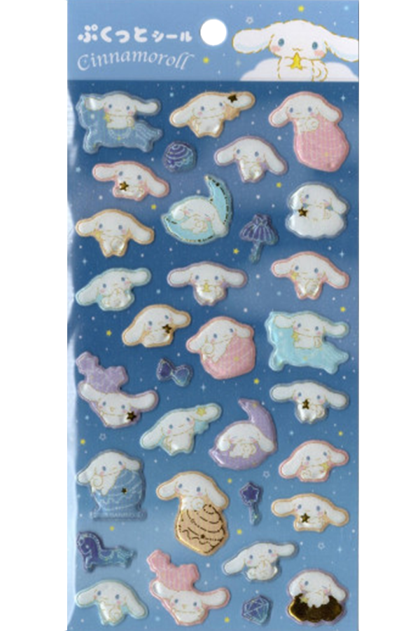Ark med Cinnamoroll Pukutto klistremerker, med 3D-effekt.
