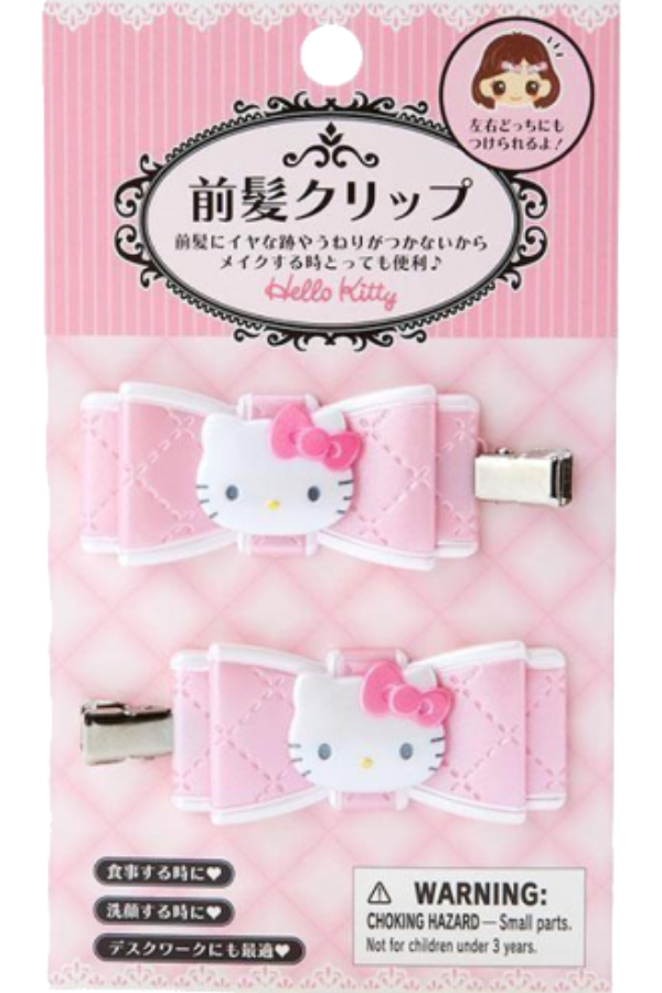 Et sett med to Sanrio Original sløyfe-hårspenner med Hello Kitty.