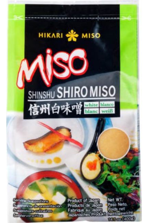 Pakke med Hikari Shinshu Shiro Miso (Hvit), en japansk misopasta, 400g.