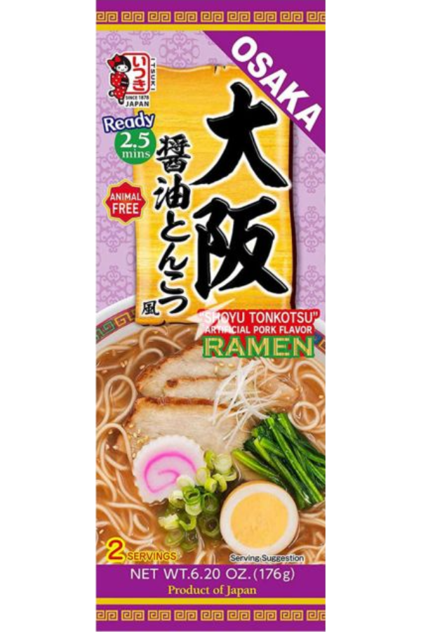 En 176g pakke med Itsuki Osaka Shoyu Tonkotsu Ramen.