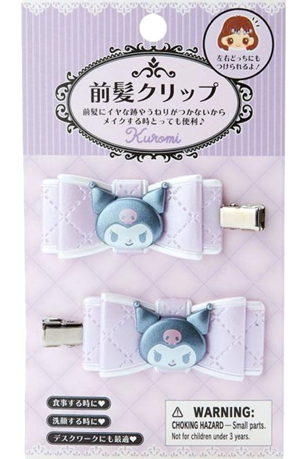 Et sett med to Sanrio Original sløyfe-hårspenner med Kuromi.