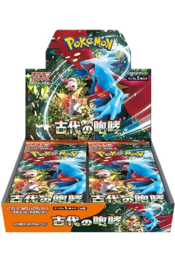 En forseglet japansk booster box for Pokémon-settet Ancient Roar (SV4K).