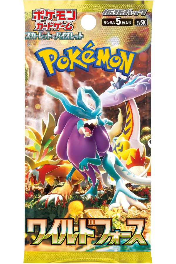 Japansk booster pack fra Pokémon-settet Wild Force (SV5K).