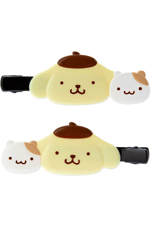 Sett med to Pompompurin hårklemmer fra Sanrio.