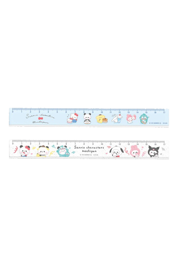 Gjennomsiktig 17cm Sanrio-linjal med det søte Mochipan-temaet.